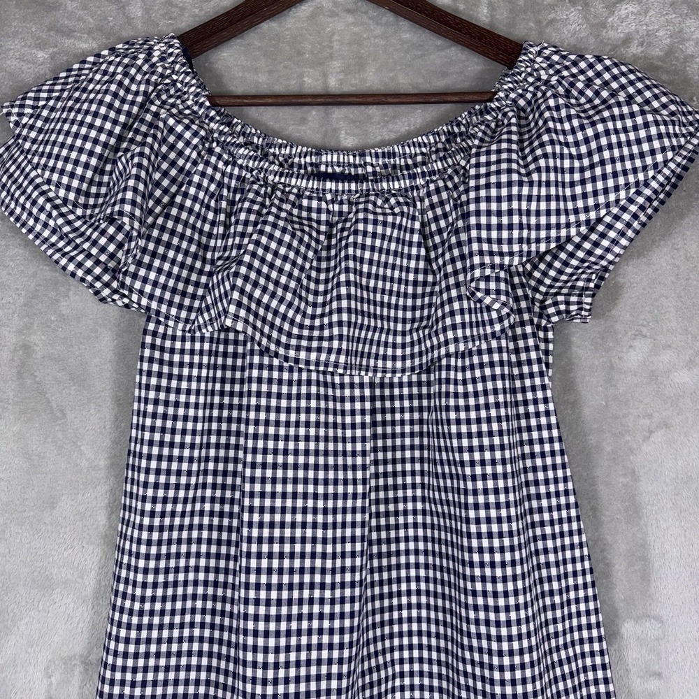 Tommy Hilfiger Checkered Dress‎ Navy & White Size Small Petite Beach Spring - Picture 2 of 11